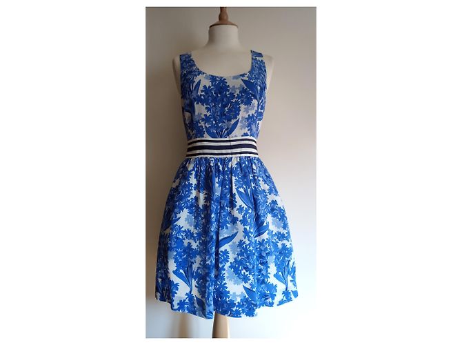 Abito in seta Juicy Couture Bianco e Blu - vista 7