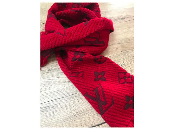 Sciarpa Louis Vuitton Logomania rossa Rosso - vista 3