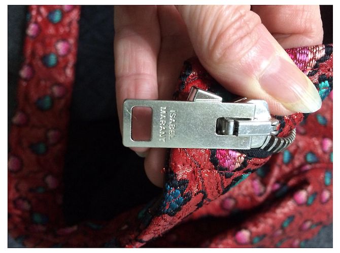 Isabel Marant Jacke Rot mit Lederrevers Gr. 40 Dunkelbraun - Ansicht 10