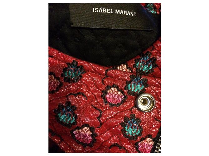 Isabel Marant Jacke Rot mit Lederrevers Gr. 40 Dunkelbraun - Ansicht 11
