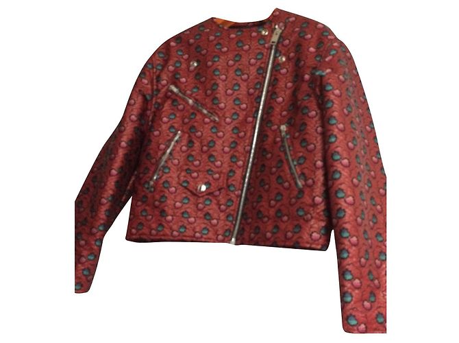 Isabel Marant Jacke Rot mit Lederrevers Gr. 40 Dunkelbraun - Ansicht 2