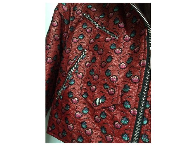 Isabel Marant Jacke Rot mit Lederrevers Gr. 40 Dunkelbraun - Ansicht 3