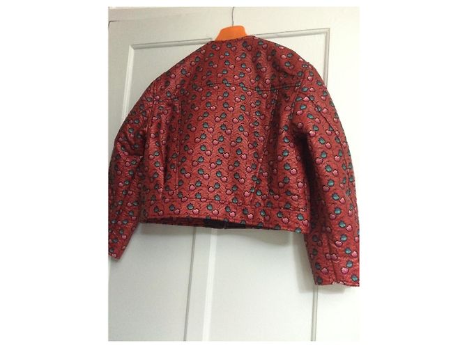 Isabel Marant Jacke Rot mit Lederrevers Gr. 40 Dunkelbraun - Ansicht 6