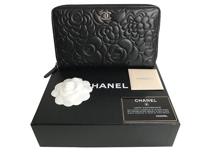 Chanel large wallet pattern Camellia black - view 8