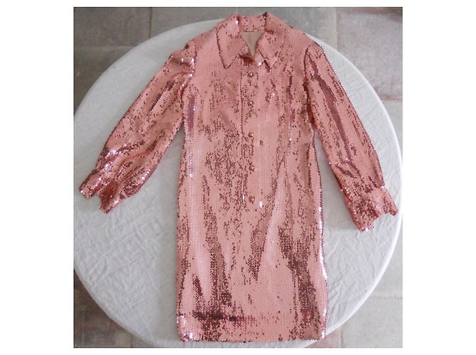 Autre Marque Mantelkleid mit rosa Pailletten Pink - Ansicht 6