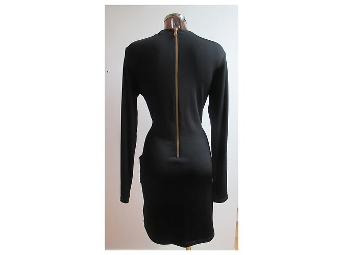 Abito Pierre Balmain Nero in Viscosa con Zip Dorate - vista 10