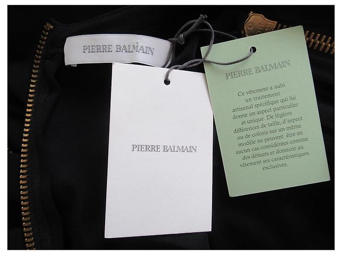 Abito Pierre Balmain Nero in Viscosa con Zip Dorate - vista 4