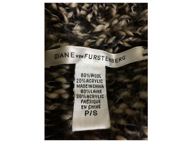 Diane Von Furstenberg DvF Malia Cardigan Mantel Schwarz Beige - Ansicht 3