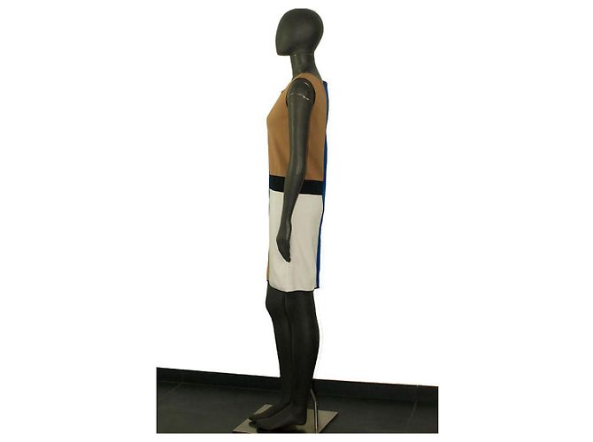 Abito Diane Von Furstenberg Mondrian Multicolore Nero Blu Crudo Caramello - vista 3