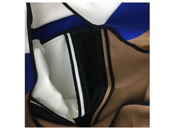 Abito Diane Von Furstenberg Mondrian Multicolore Nero Blu Crudo Caramello - vista 4