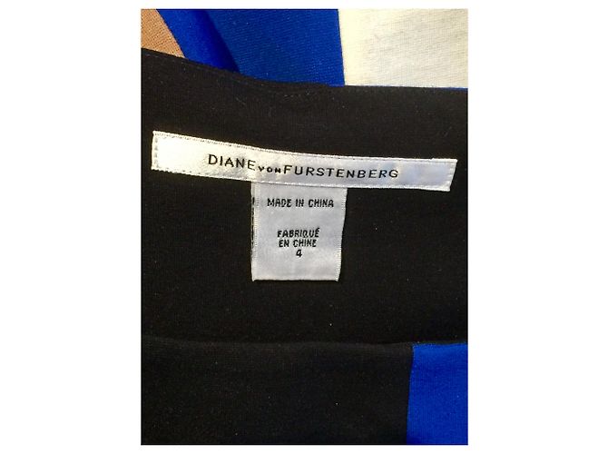 Abito Diane Von Furstenberg Mondrian Multicolore Nero Blu Crudo Caramello - vista 8