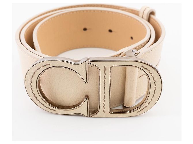 Dior CD-Gürtel aus elfenbeinfarbenem Leder mit legendärer CD-Schnalle - Ansicht 3