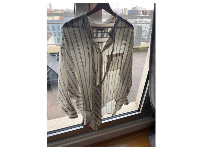 Camicia Oversize Balenciaga in seta bianca Bianco - vista 8