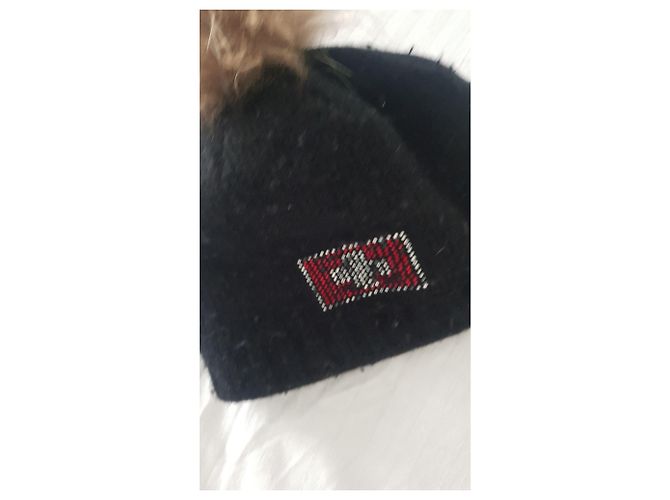 Autre Marque Fuchs Mütze mit Bommel und Schweizer Flagge Strass schwarz - Ansicht 7