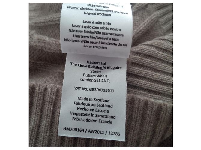 Hackett London 100% Kaschmir. In Schottland hergestellt. Konfektionsgröße M, Braun Dunkelbraun - Ansicht 6