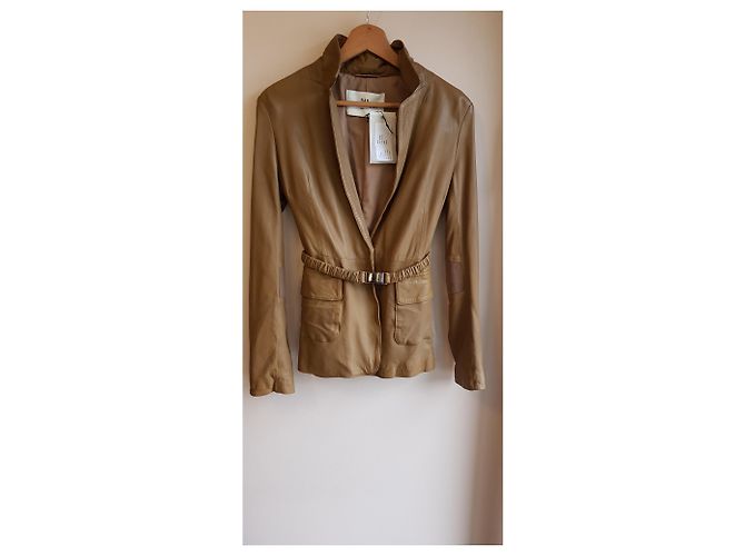 Day Birger & Mikkelsen Leder und Wolljacke Khaki - Ansicht 10