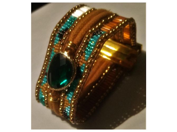 Hipanema Manschettenarmband mit bunten Perlen und Smaragdstein mittlerer Größe Mehrfarben - Ansicht 11