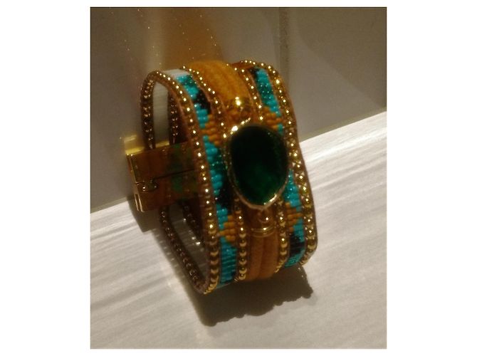 Hipanema Manschettenarmband mit bunten Perlen und Smaragdstein mittlerer Größe Mehrfarben - Ansicht 17