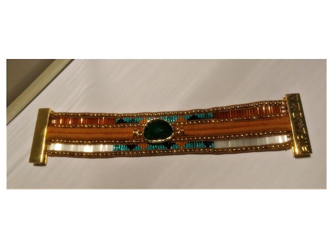 Hipanema Manschettenarmband mit bunten Perlen und Smaragdstein mittlerer Größe Mehrfarben - Ansicht 4