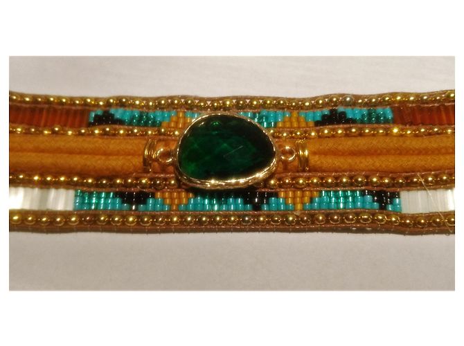 Hipanema Manschettenarmband mit bunten Perlen und Smaragdstein mittlerer Größe Mehrfarben - Ansicht 9