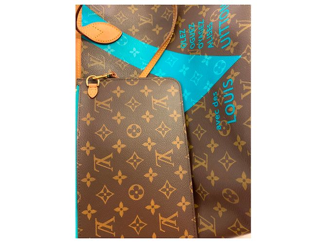 Borsa Louis Vuitton Neverfull GM Travel Limited Edition Blu - vista 8