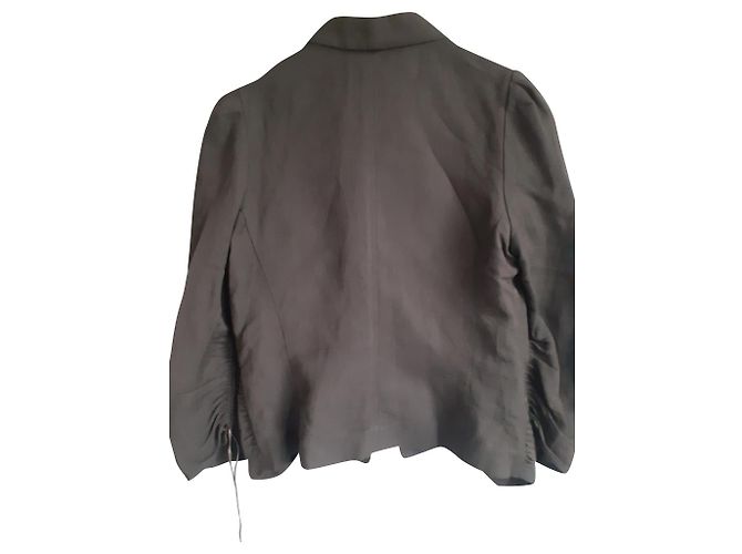 Giacca Kenzo Marrone Scuro Seta Viscosa Lino 44 - vista 2