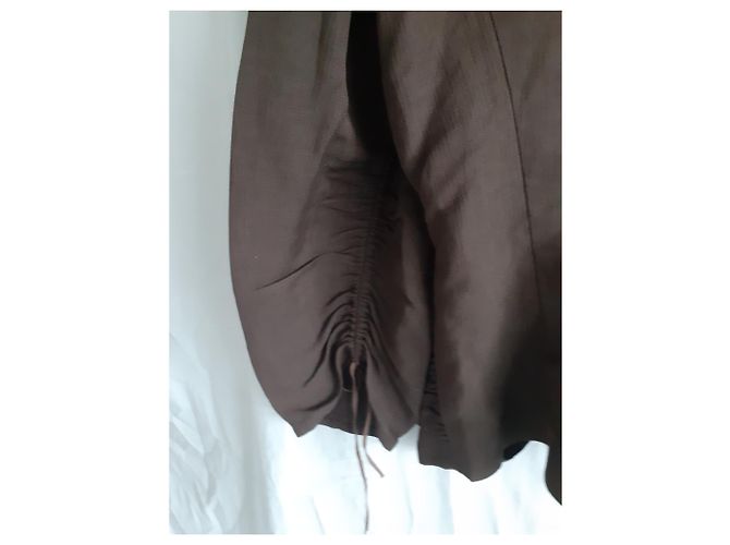 Giacca Kenzo Marrone Scuro Seta Viscosa Lino 44 - vista 4