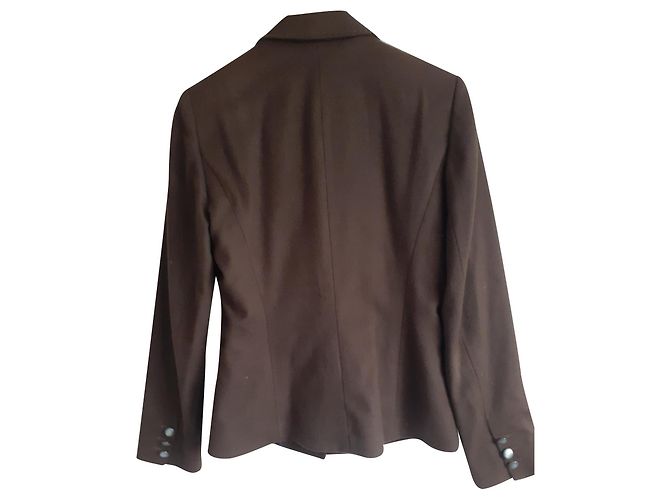 Autre Marque Giacca Figaret in lana e cashmere marrone scuro - vista 2
