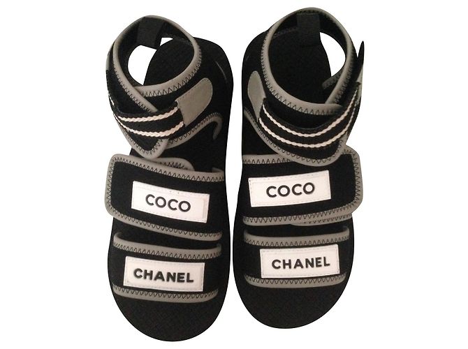Cambon Chanel Sandalen Schwarz Weiß - Ansicht 2