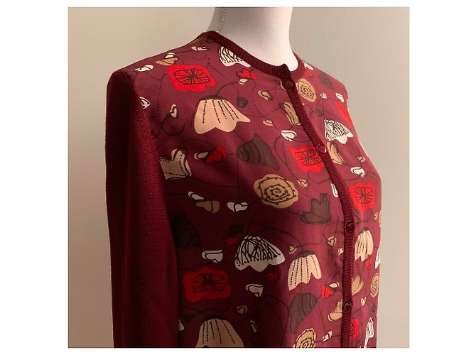 Salvatore Ferragamo Strickjacke aus burgunderfarbener Wolle Bordeaux - Ansicht 10
