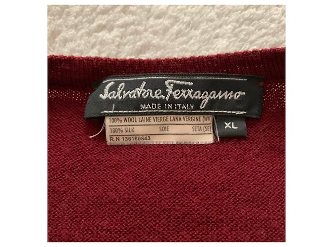 Salvatore Ferragamo Strickjacke aus burgunderfarbener Wolle Bordeaux - Ansicht 3