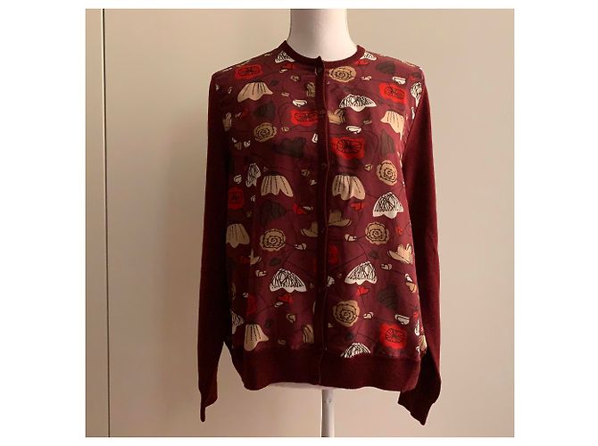 Salvatore Ferragamo Strickjacke aus burgunderfarbener Wolle Bordeaux - Ansicht 5