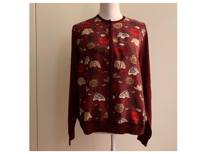 Salvatore Ferragamo Strickjacke aus burgunderfarbener Wolle Bordeaux - Ansicht 6