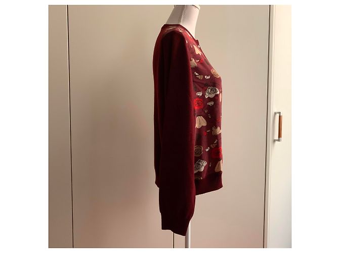 Salvatore Ferragamo Strickjacke aus burgunderfarbener Wolle Bordeaux - Ansicht 8