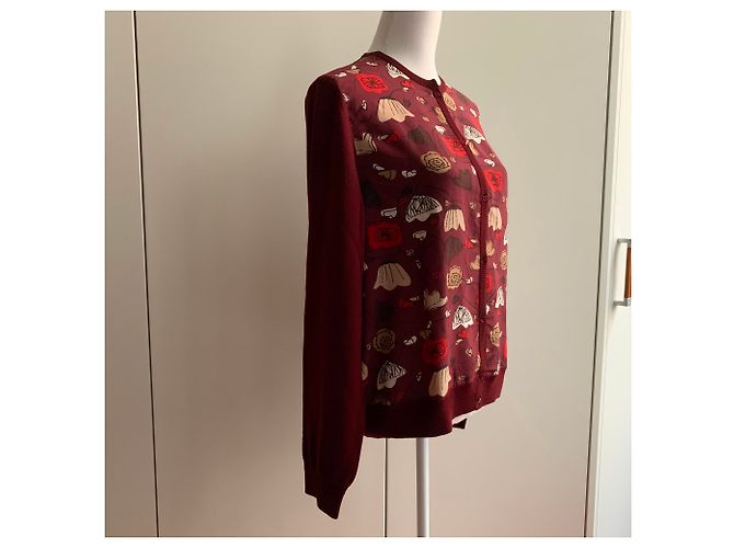Salvatore Ferragamo Strickjacke aus burgunderfarbener Wolle Bordeaux - Ansicht 9