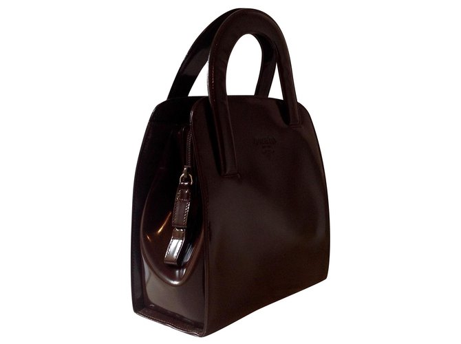 Bauletto Borsa Prada Marrone in Pelle Vernice Cioccolato - vista 2