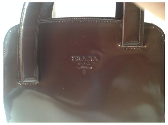 Bauletto Borsa Prada Marrone in Pelle Vernice Cioccolato - vista 5