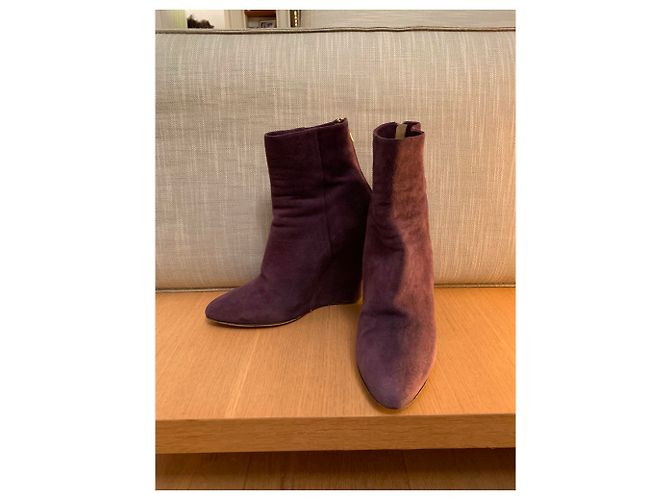 Stivaletti Jimmy Choo in scamosciato viola con zecca 38 Porpora - vista 5