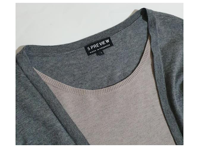 5 Preview grauer langer Pullover Kaschmir und Merinowolle - Ansicht 2