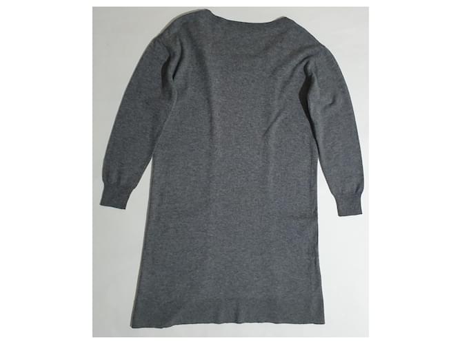 5 Preview grauer langer Pullover Kaschmir und Merinowolle - Ansicht 3