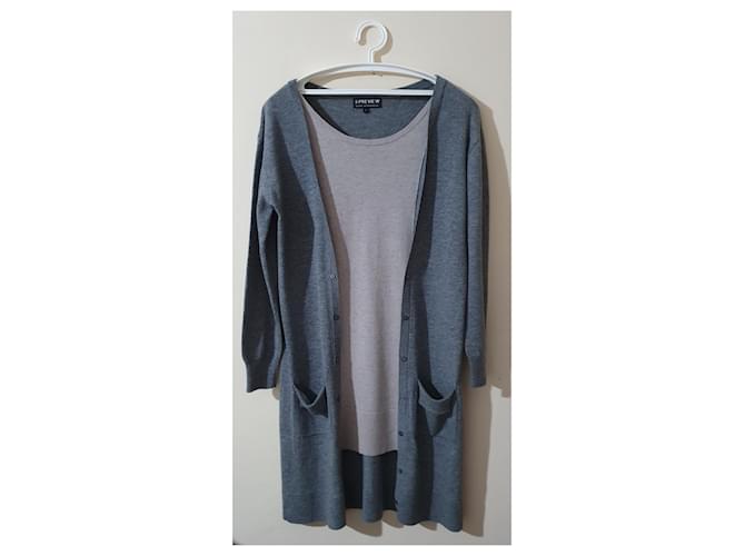 5 Preview grauer langer Pullover Kaschmir und Merinowolle - Ansicht 4