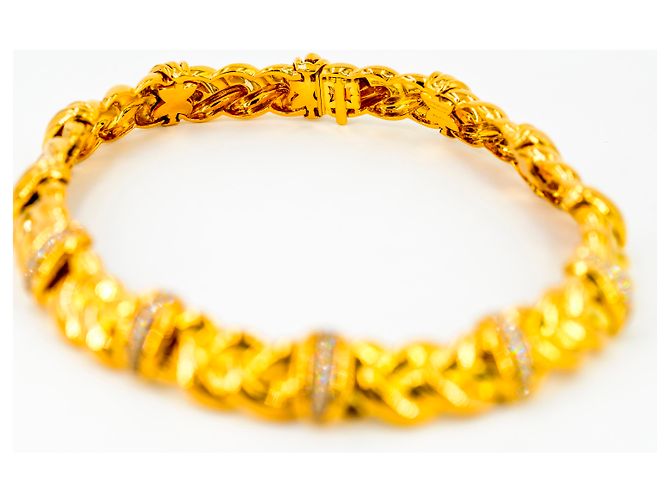Collana intrecciata in oro giallo e diamanti O.J. Perrin D'oro - vista 2