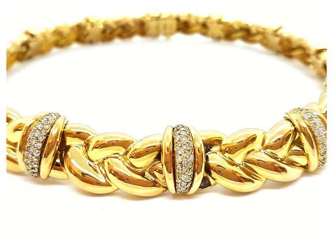 Collana intrecciata in oro giallo e diamanti O.J. Perrin D'oro - vista 5