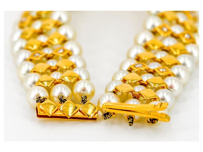 Autre Marque Braccialetto di perle e diamanti D'oro - vista 7