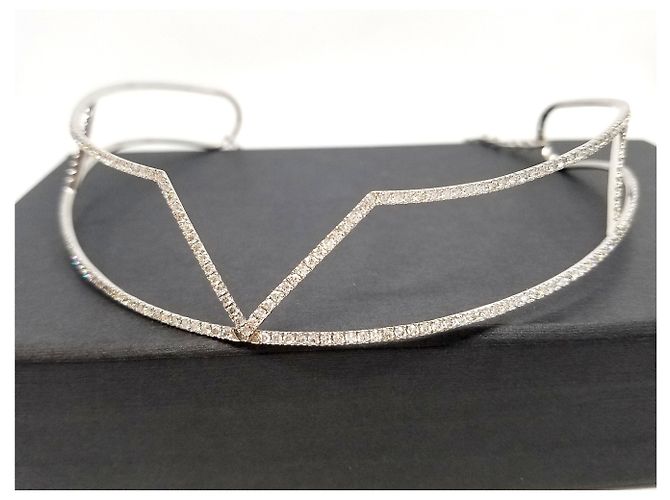Autre Marque Girocollo in oro bianco e diamanti 3,83 carati Argento - vista 16