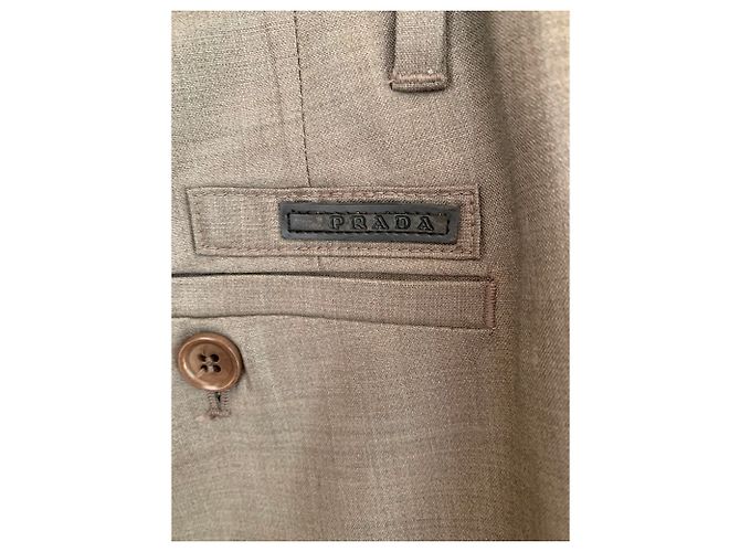 Pantalones Prada de lana taupe Gris pardo - vista 3