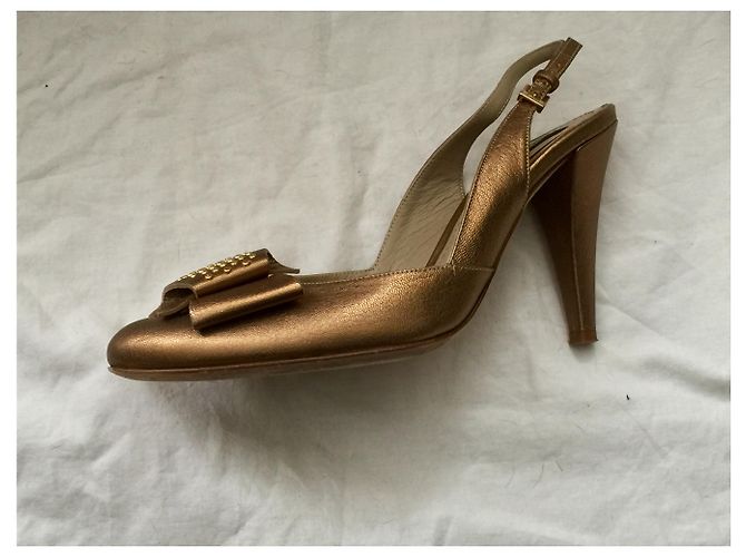 Etro Goldene Leder-Absätze mit Schleife - Ansicht 2
