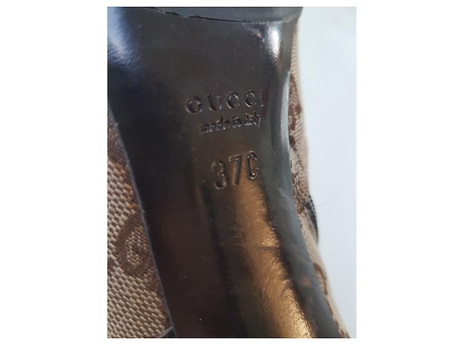 Botas Gucci GG Monogram de cuero marrón beige Castaño Castaña - vista 5