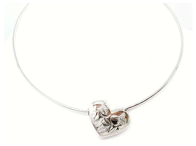 Colar Van Der Bauwede em ouro branco e diamantes com coração de hera - vista 2