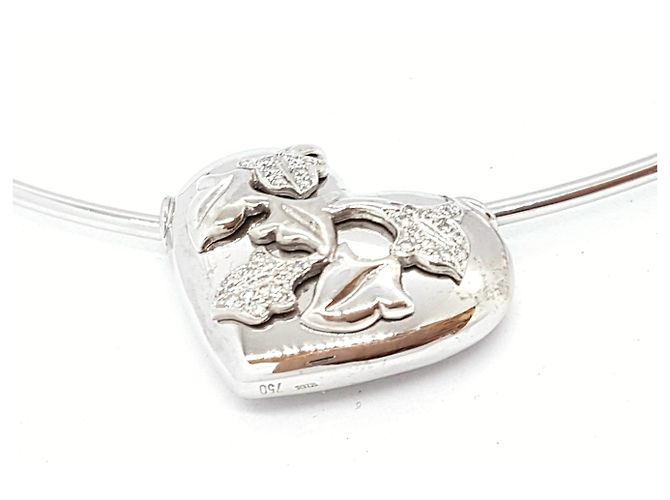 Colar Van Der Bauwede em ouro branco e diamantes com coração de hera - vista 7